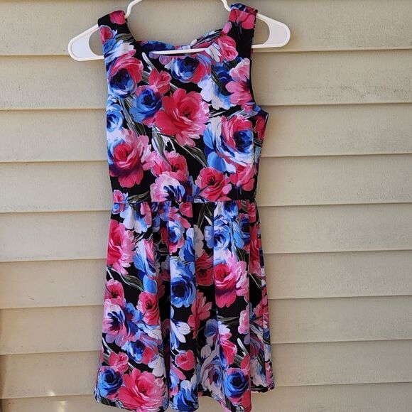 Floral pink and blue mini dress lily Rose size S - Picture 1 of 4